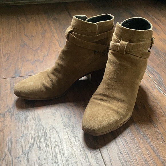 Saint Laurent Tan Suede Ankle Boots - Picture 1 of 13